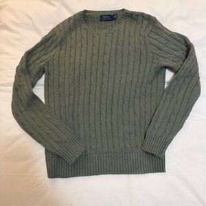 Ralph Lauren Men's Cable Knit Crewneck Sweater - Gray